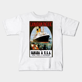 TO CANADA & USA Japan China Australasia Vintage Travel Advertisement Kids T-Shirt